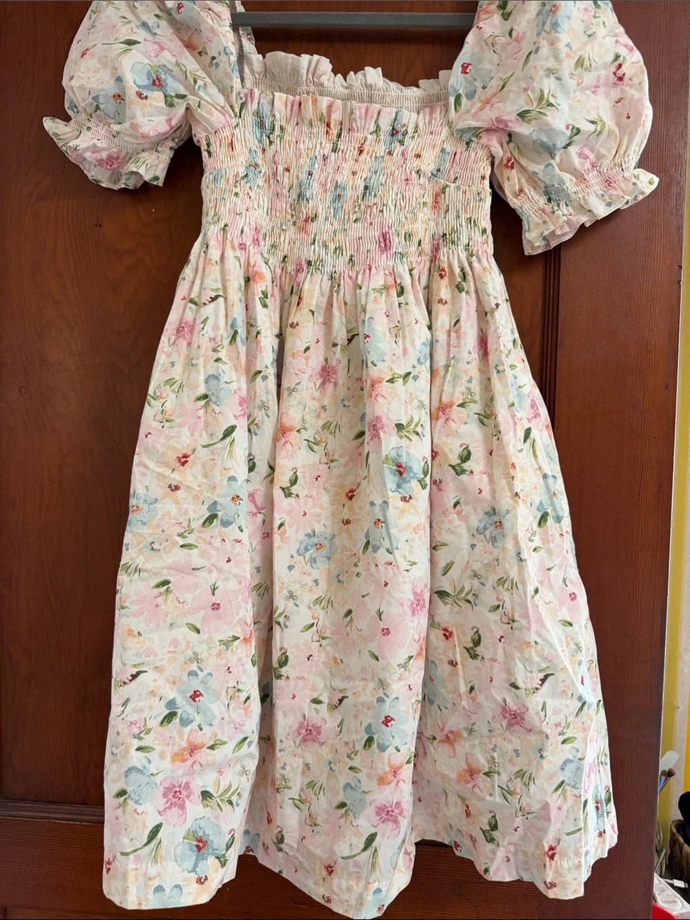 abercrombie smocked dress airycore midi Zig Zag Goods Flattering midi dress in our soft poplin fabric Abercrombie & Fitch | Dresses